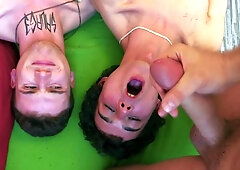 Two amateur twinks fucked by a hung stranger