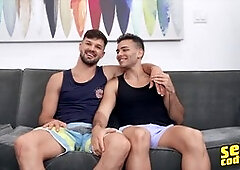 Hairy bed, gay bed sex, riding room