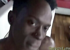 Black amateur blows cock for hard cash