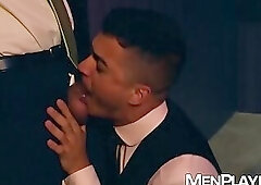 Hunk Bruno Max and Jonathan Miranda taste each others ass at the bar