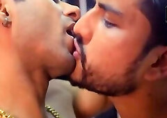 Romancing  men strip nude and make out