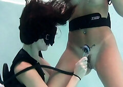 Busty curly brunette with big boobs fucks on couch