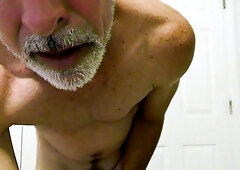 Bum chum DILF Richard Lennox's huge spear in stockings