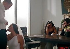 Horny big ass bride start shamelessly fucking in front of the witnesses!