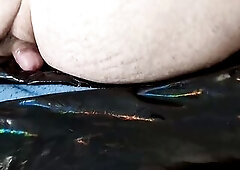 Spunk fountain on Girlfriend's Shiny Ebony Rainbow Leggings