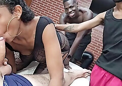 Cuckold called his friends to fuck his slutty girlfriend