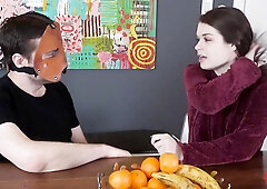 Fetish babe chatting behind the scenes