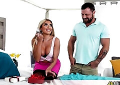 Breasty and hawt wife gets a surprise bday present which leads to her 1st anal sex experience