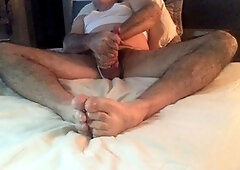 Super thick cock, old man, jacking off