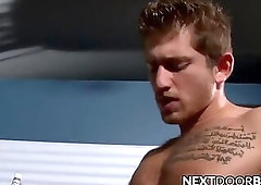 Uniformed gay jocks Brody Wilder and Bradley Rose anal fuck