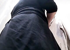 Your lewd Italian stepmother this day craves to play with her large booty and her large curly cunt: this babe enters a market and begins trying on som