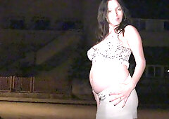 Preggo whore gets used