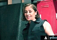 GIRLSWAY - Auto Shop Owners Tommy King & Octavia Red Blow Off Steam With Sweaty Strap-On Sex