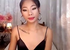 oriental skinny ladyboy Teasing On webcam