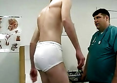 Young blonde intimiately handled by the chubby nurse