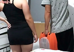 Young pornstar Amadora blows technician and pays his fee with cumshot