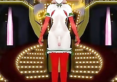 Christmas shemale with gigantic dick dances around and comes hard