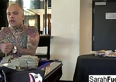 Car Jacker Sarah Jessie follows the dude to the Hotel room to screw him!