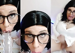 Trans Girl Sucks A Dildo And Masturbates - Snowycd