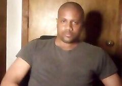 Black dude strokes and eats cum