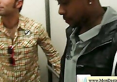 Sucking huge black cock in a changing room