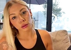 Blonde Shemale Teases & Plays