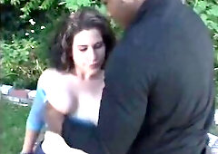 Hairy hair stepmom gets her butthole banged hard in the open and has her gorgeous face overspread with jizz.