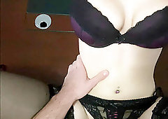 cuffed blonde use couple sex toys and gets her slit plowed