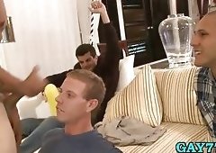 Boy sucking stripper at party