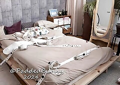 Diapered Sissy Sets Up Restraints To Get Bound In