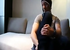 Hot dude cums in own mouth