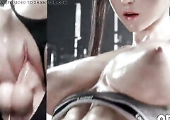 Tifa Lockhart and Cloud Strife finish their gym training… and just now lose control. Perspired post-workout sex turns intensive, ending with Cloud p