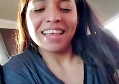 Daniela Duran sucks dick in a public bus and swallows cum from a random stranger