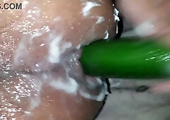 Immense arse slot smashing with cucumber lick my anal invasion fluid