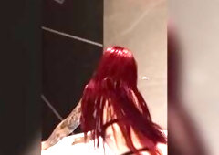 Redhead in jakuzzi alone