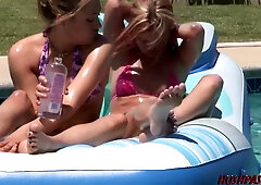 Trisha Rey and Gwen Diamond heat up a summer day with intimate poolside play