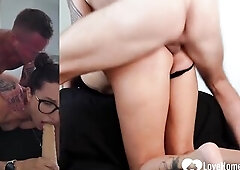 That babe likes to suck on sex toy whilst I bang her from behind