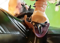 Dominatrix Nika - My Strapon Quickly Enters And Exits My Slaves Anal Hole Fucks Her Slave In A Chastity Belt In The Ass