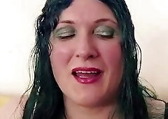 Fat shemale strips and plays with her ass and dick