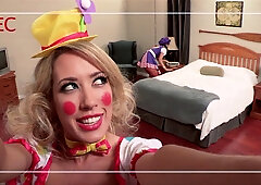 Asa Akira and Capri Cavanni fucking a clown and having fun