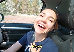 This milf Alinaromass gives a wild public deep throat before a facial cumshot in nature