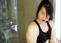 Sexy Muscular Asian CD Flexing and Posing Muscles then