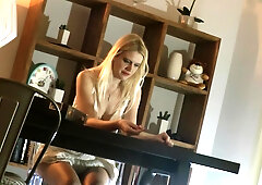 Sexy Wife And Sexy Summer - All Natural Wonderfully Beautiful Big Boobs Blonde Wife In Sexy White Summer Dress Teases To Seduce