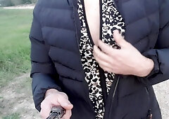 Femboy takes off, poses nude in public place. Demonstrates rectal slot...