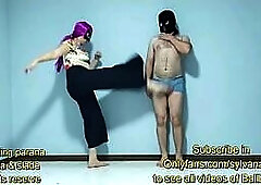 Hard ballbusting kicks in slow motion