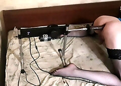 Sissy fucky-fucky home with machines