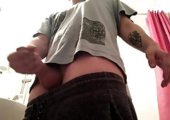 Young boy jizm in the shower