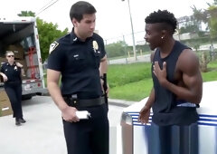 Mature blonde cop with perfect tits has her pussy stretched by a black stud