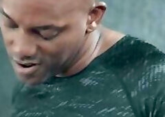 Black gym buddy teasing his white gay friend - interracial gay sex