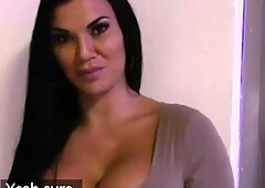 Fake-boobed brunette Jasmine Jae impaled for cash by agent